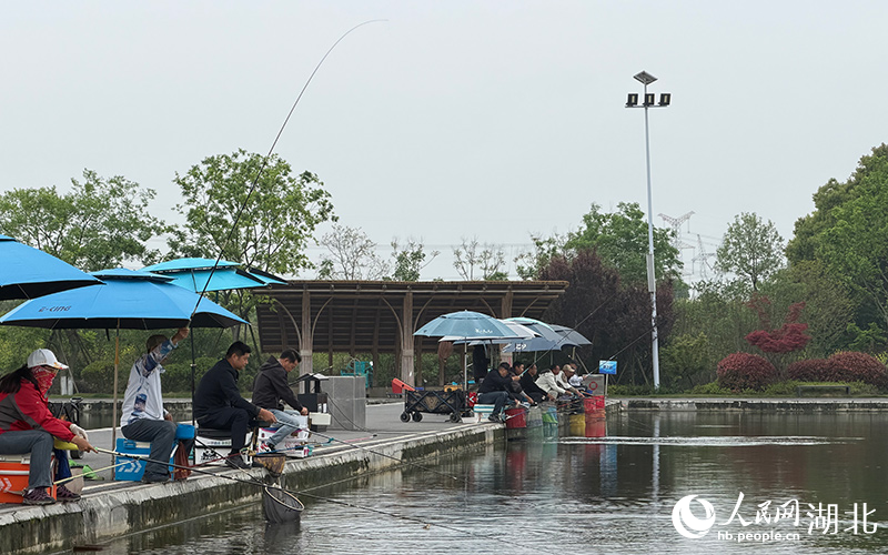 钓鱼爱好者在竞技钓池练习。人民网记者.jpg